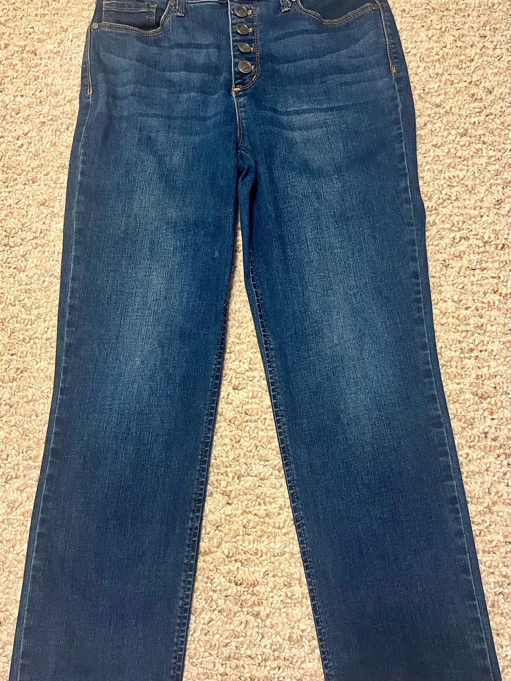 Code Bleu Women's Indigo Ankle Straight-Leg 5 Button down Jeans